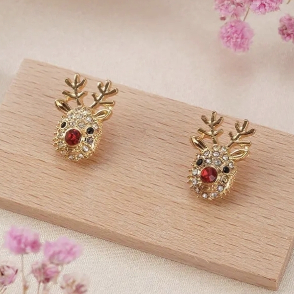 Reindeer Rhinestone Earrings - Picture 10 of 10
